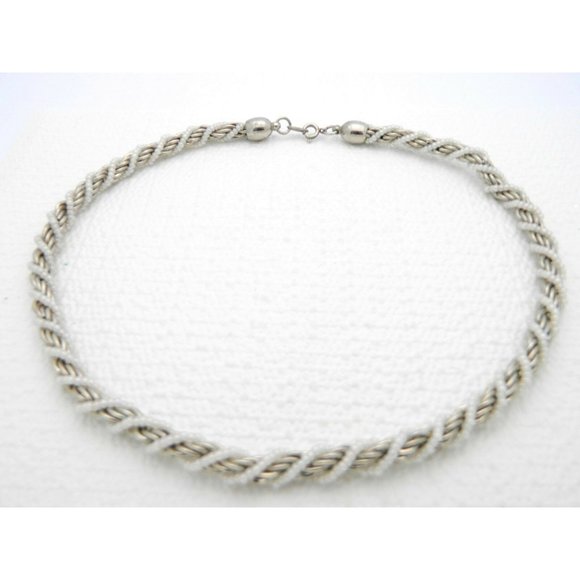Trifari Jewelry - TRIFARI Silver Tone Wrapped Faux Pearl Choker